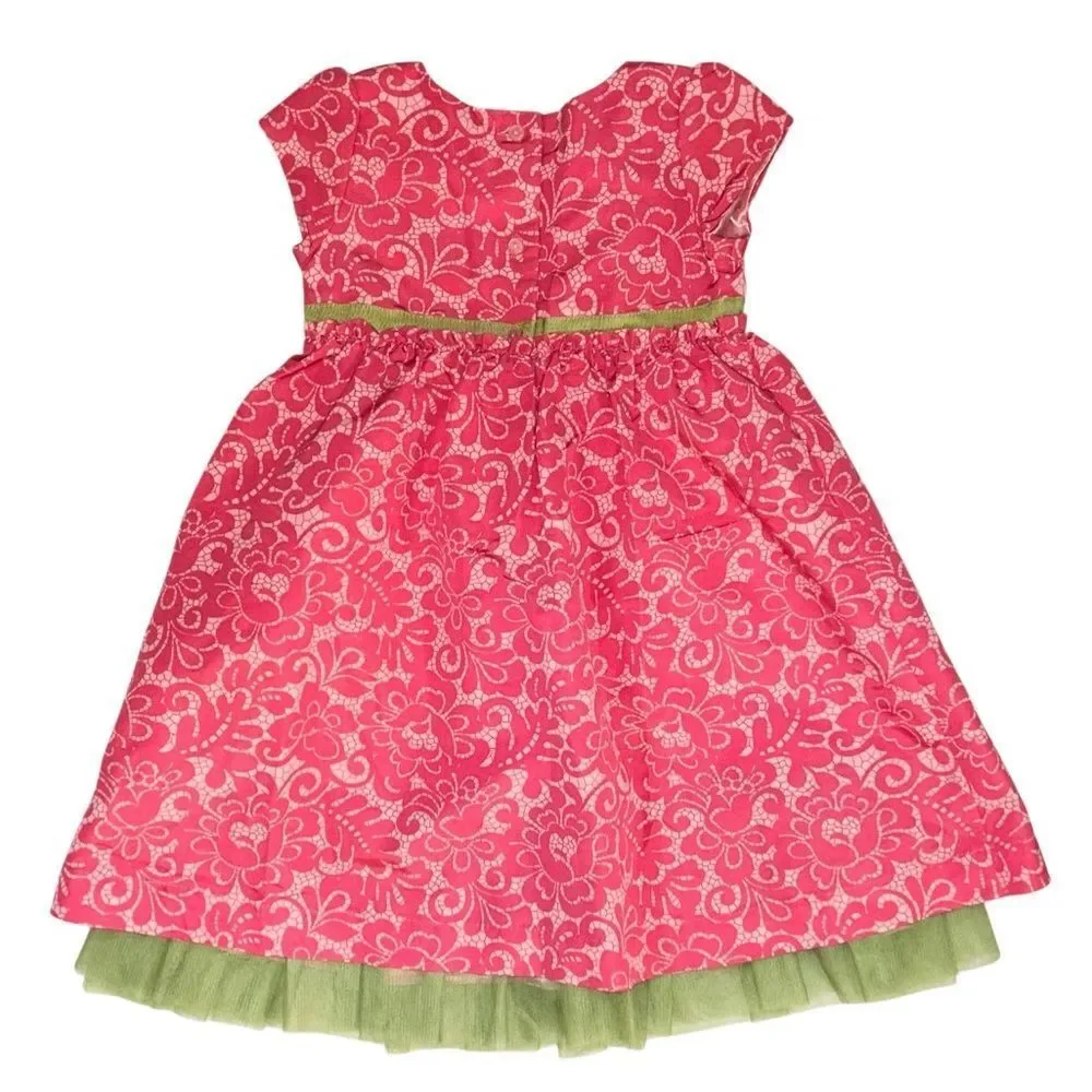 GAP Toddler Fit And Flare Floral Dress -‎ Pink Green- Size 3T